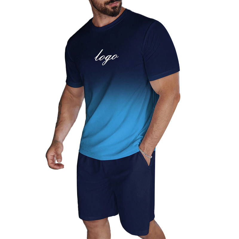 men's short sleeved shorts set for summer top and shorts